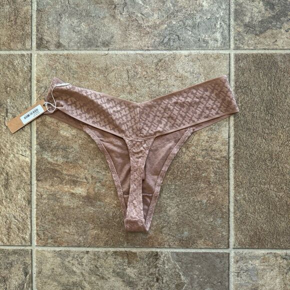 Skims Mesh Logo Thong Sienna Size XS - Picture 4 of 7